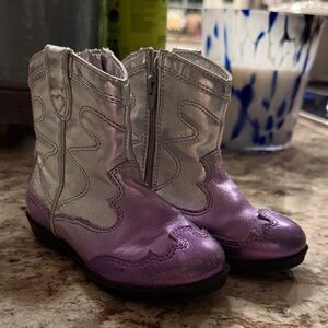 Zara Silver and Purple Kids' Cowboy Boots